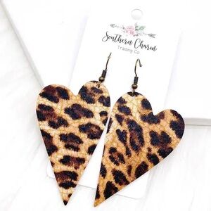 2.5" Leopard Heart Earrings